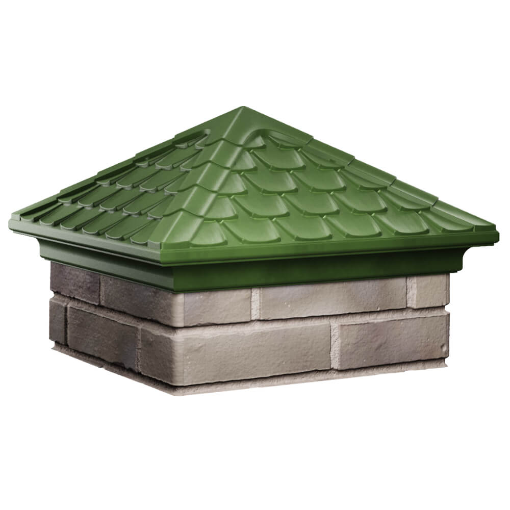 Колпак Zking Эльбрус Зеленый на столб 1.5х1.5 кирпича (385х385мм) в Орехово-Зуево фото