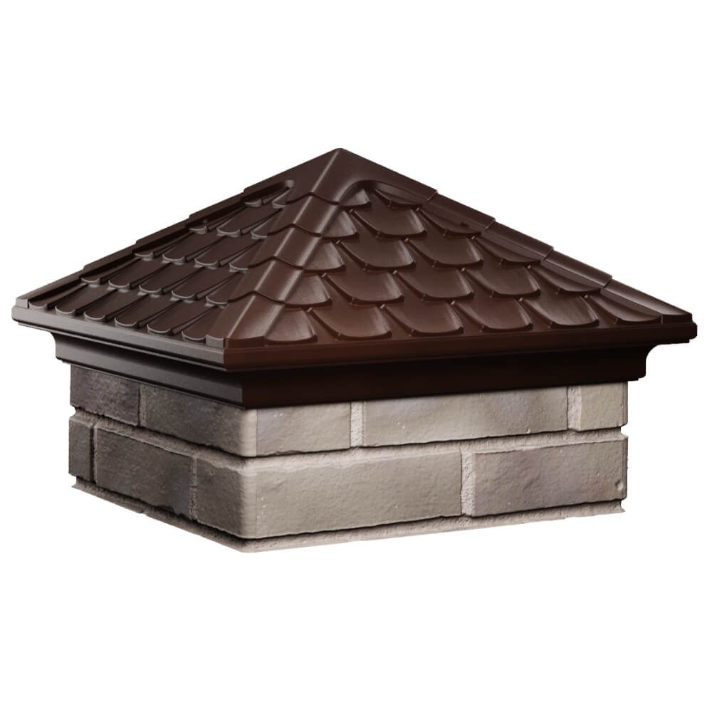 Колпак Zking Эльбрус Коричневый на столб 1.5х1.5 кирпича (385х385мм) в Орехово-Зуево фото