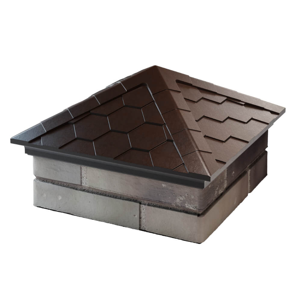 Колпак Zking Эверест Коричневый на столб 1.5х1.5 кирпича (390х390мм) в Орехово-Зуево фото