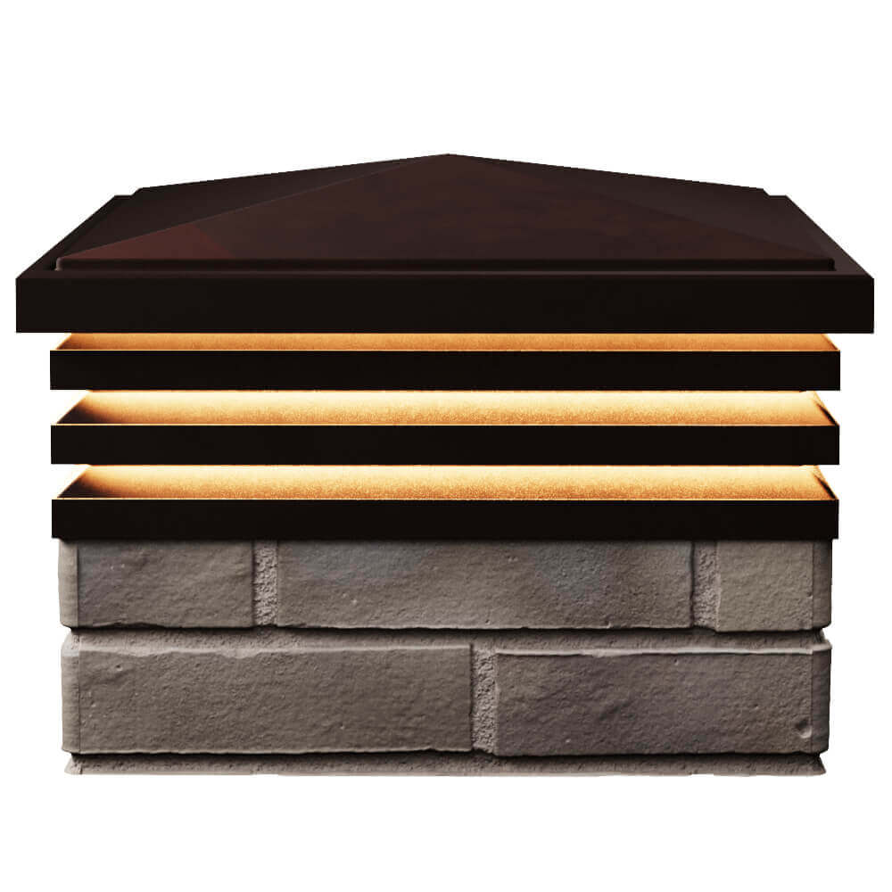 Колпак Zking Бона ХайТек Коричневый на столб 1.5х1.5 кирпича (385х385мм) с подсветкой в Орехово-Зуево фото